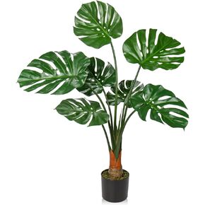 2Pack Large Fake Plant 36" Faux Monstera Plant UV Resistant Fake Monstera Floor Plant Realistic Artificial Plants Indoor Outdoor for Home Office Farmhouse Garden Decor, 3ft Tall Artificial Tree