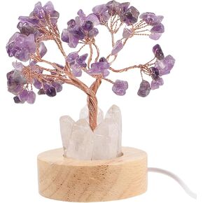 Crystal Tree Night Light:Bedroom Decorative Small Night Light Bedside Night Lamp Amethyst Crystal Tree Night Light for Bedroom