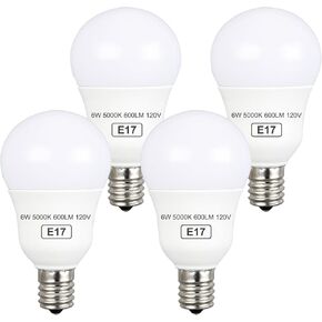 Ganiude E17 Intermediate Base LED Bulbs, 6W (60-Watt Equivalent) G14 Globe Light Bulbs, 600LM 3000K Soft White, Non-Dimmable Ceiling Fan Light Bulbs, Pack of 4