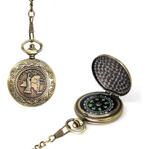 Classic Collection Antiqued Finish Compass with Chain | Premium Pocket Compass | Survival Gear Compass for Kids Hiking, Camping, Motoring, Backpacking, Outdoor Activities (Copper)