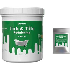 طقم إعادة طلاء الحوض والبلاط من NADAMOO بدون أدوات، مستحلب 500 جرام/17 أونصة ومقوي 10 جرام in Kuwait