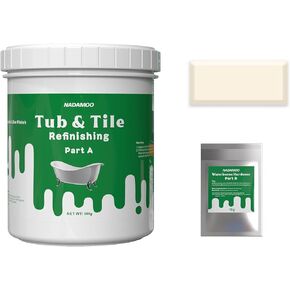 NADAMOO Tub and Tile Refinishing Paint, Black, 500g / 17.5 oz, DIY Bathtub Sink Reglaze Kit Countertop Resurface Kit for Bathroom Kitchen Porcelain Fiberglass, Semi-matte Coat