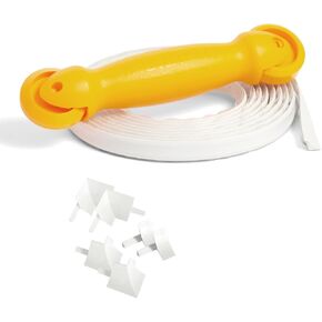InstaTrim Flexible Self-Adhesive Trim Bundle with Applicator - Trim Caulking Kit with 10 ft White 1/2 in Wide Caulk Strip, 6 Corner and End Caps, and Applicator Tool
