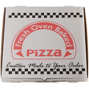 EcoQuality [5 Pack White Corrugated Cardboard Pizza Boxes 18x18 inch Clay Coated Lock Corner - Takeout Containers, Perfect Pizza Box, Kraft, Fresh Baked Design, Recyclable