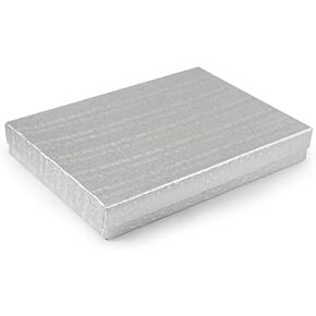 Silver Foil Cotton Filled Jewelry Box #75 (Pack of 10)