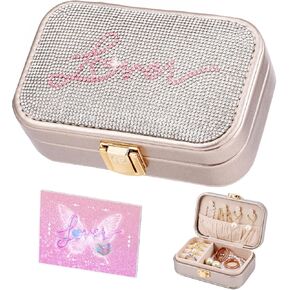 Handmade Jewelry Box, Travel Jewelry Case for TS Lover Gifts, Jewelry Organizer for Bracelets, Earrings, Necklace, Birthday Gifts for Girls Womens with Gift Greeting Card/Temporary Tattos/Stickers