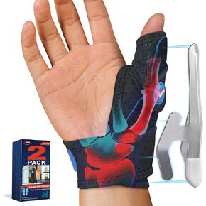 FEATOL 2 Pack Thumb Brace for De Quervains Tenosynovitis, Thumb Spica Splint for CMC Joint Support, Arthritis, Trigger Finger, Sprains, Left & Right, Small
