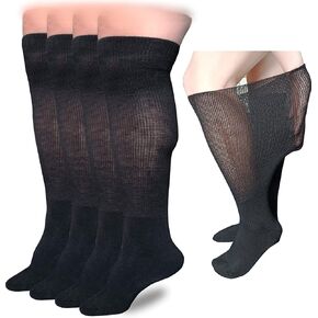 Extra Wide Lymphedema Bariatric Socks Knee High Replacemen Sock Liner for Air Cam Walkers Brace Orthopedics Cast Boot Men Women, Black-2pairs, One Size