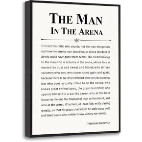 Howwii Inspirational Wall Art Office Decor The Man in the Arena Motivational Positive Quote Canvas Print Gift for Men&Women Framed Canvas Wall Decor 12"x16"
