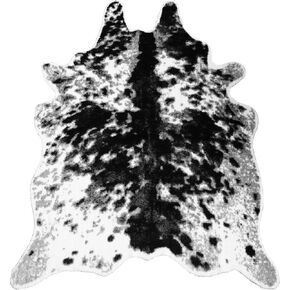 MustMat Faux Cowhide Rug Cow Print Rug Western Cowhide Area Rugs for Living Room (Black and White, 2.6ft x 4.1ft)