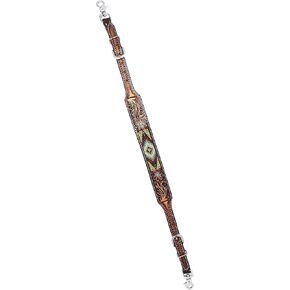 CHALLENGER Western Floral Tooled Leather Adjustable Beaded Wither Breast Collar Strap 10525