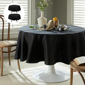 MYSKY HOME 2Pack Black Tablecloth 54x78 Inch Rectangle Table Cloth- Wrinkle Resistant Washable Polyester Table Cover for Dining Party and Camping
