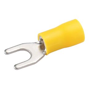 Baomain Insulated Fork Spade Wire Connector Electrical Crimp Terminal 12-10AWG Yellow Pack of 100