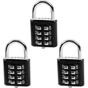 MroMax 2Pcs 8-Digit Combination Padlock Push Button Lock for Locker Gym, Case, Drawer, Toolbox Black