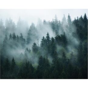 Forest Tapestry Foggy Mountain Tree Green Natural Landscape Tapestry Living Room Bedroom Decoration Tapestry 5x4FT 150x120cm