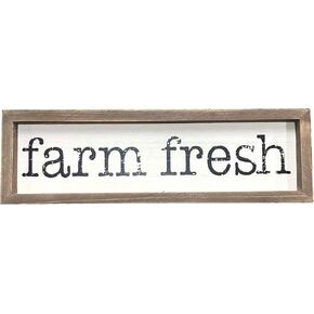 PARISLOFT Farm Fresh Solid Pine Wood Framed Signs for Home Decor, Rustic Farmhouse Decorations