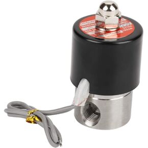 1/4" NPT Electric Solenoid Valve 12V 2S040-08 DC Normally Closed Solid Brass Gasket Solenoid Valve Stainless Steel 304