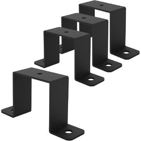 4Pcs 2x2" Square Tube Strap Clamp, Black Deck Fence Post Tie Bracket, U-Shaped Pipe Clamp Bracket, Powder Coated Black