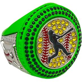 Discount Sports Rings, Softball Batter FINALIST RING — Player Award, assorted colors and gemstones (Neon Green)