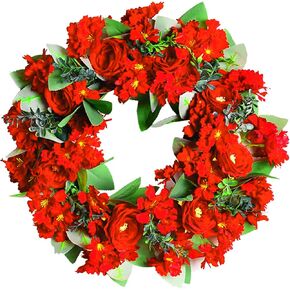 Easter Decor Easter Egg Wreath, Artificial Easter Wreath, Front Door, Easter Wreath with Flowers, Greens and Twine Spring Home Indoor Outdoor Window Treatments Wall Decorations (Spring Wreath)