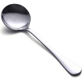 Soup Spoons 8-Piece Premium Stainless Steel Spoons Round Spoons, Heavy-Weight Soup Spoons Spoon Set Flatware Set