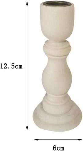 Wooden Candlestick 4.9 Inch Unfinished Wood Candle Holder with Metal Candle Holder Cup for Taper Candles, Home Wedding Party Decorations in Saudi Arabia