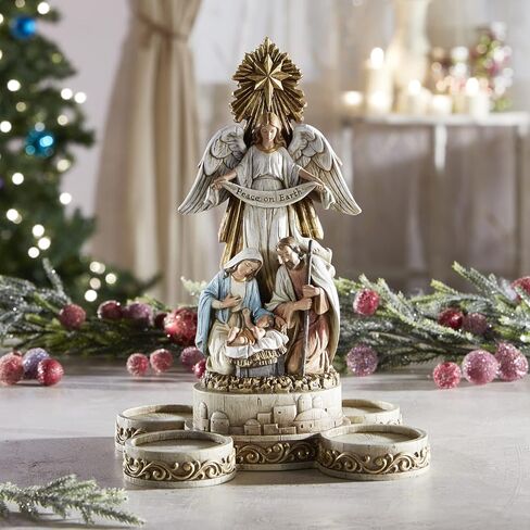 Sculpted Resin Advent and Christmas Candle Holder, 1-Piece, Holy Family Cross in Kuwait