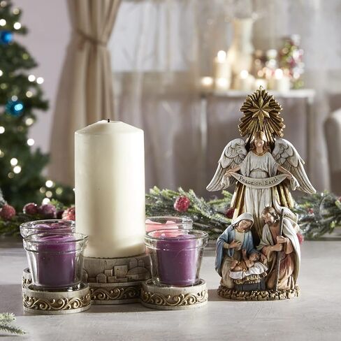 Sculpted Resin Advent and Christmas Candle Holder, 1-Piece, Holy Family Cross in Kuwait