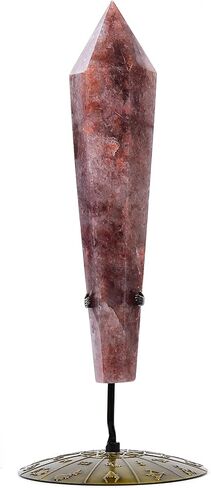 AMOYSTONE 1PC Natural Hematoid Quartz Wand Healing Crystal Scepter Stone Column Meditation Ponit Tower with Stand for Home Decor 0.2-0.4 Lbs in Saudi Arabia
