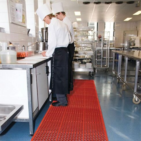 Notrax - 562S0310BL NoTrax Rubber 562 Sanitop Anti-Fatigue Drainage Mat, for Wet Areas, 3' Width x 10' Length x 1/2" Thickness, Black in Saudi Arabia