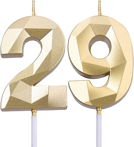 2 inch Gold 29 Birthday Candles, 3D Diamond Number 29th Cake Topper for Boys Girls Birthday Party Decorations Theme Party in Saudi Arabia