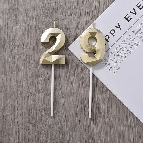 2 inch Gold 29 Birthday Candles, 3D Diamond Number 29th Cake Topper for Boys Girls Birthday Party Decorations Theme Party in Saudi Arabia