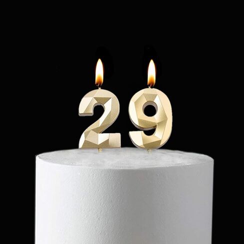 2 inch Gold 29 Birthday Candles, 3D Diamond Number 29th Cake Topper for Boys Girls Birthday Party Decorations Theme Party in Saudi Arabia