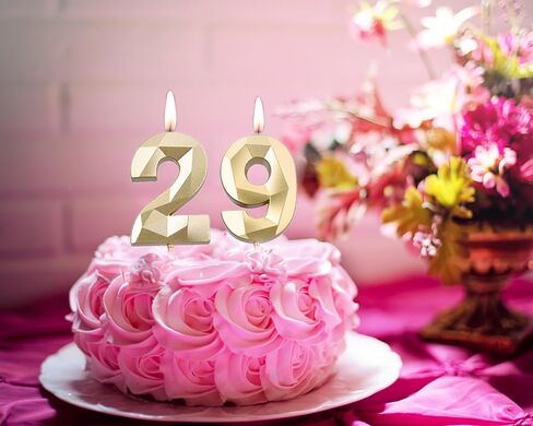 2 inch Gold 29 Birthday Candles, 3D Diamond Number 29th Cake Topper for Boys Girls Birthday Party Decorations Theme Party in Saudi Arabia