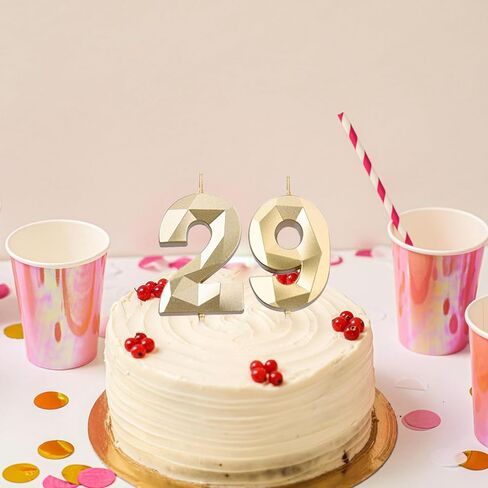 2 inch Gold 29 Birthday Candles, 3D Diamond Number 29th Cake Topper for Boys Girls Birthday Party Decorations Theme Party in Saudi Arabia