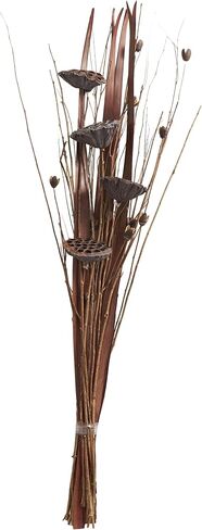 Deco 79 Dried Plant Lotus Flower Handmade Home Decor Natural Foliage Tall Bouquet Natural Dried Foliage with Grass and Branch Accents, Foliage for Decoration 12" x 5" x 40", Brown in Saudi Arabia