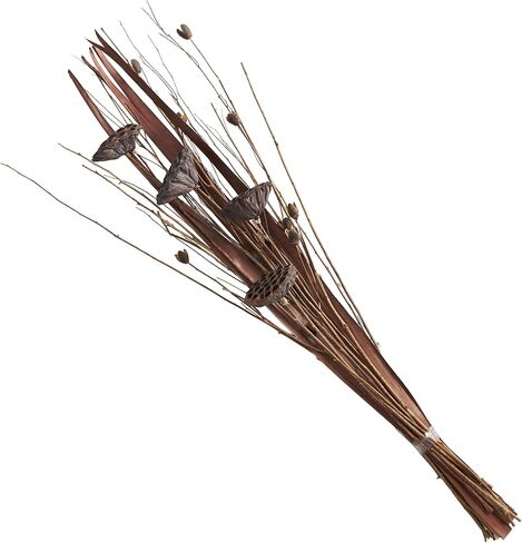 Deco 79 Dried Plant Lotus Flower Handmade Home Decor Natural Foliage Tall Bouquet Natural Dried Foliage with Grass and Branch Accents, Foliage for Decoration 12" x 5" x 40", Brown in Saudi Arabia