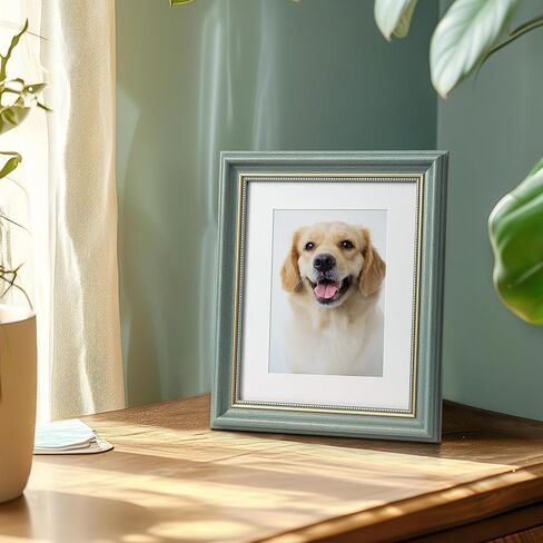 Sapowerntus Vintage 5x7 Picture Frame Blue Distressed Gold Line Beading Photo Frames Antique Wall Hanging Tabletop Display Pale Blue Home Decor Retro Family Unique Gift in Saudi Arabia