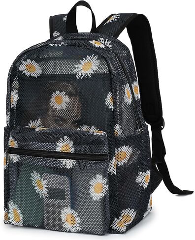 Mesh School Backpack for Girls Women, Heavy Duty See Through College Bookbag School Bag with Storage Bag (Checkered Purple) in Saudi Arabia