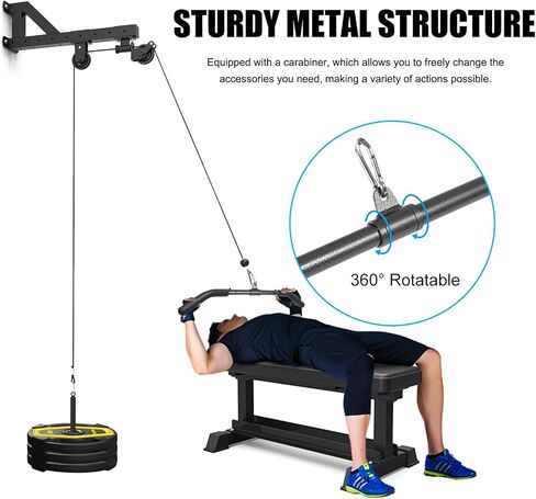 Detachable LAT Pull Down Bar with Full Wrapped Rotating LAT Bar, Cable Machine Pull Down Bar Attachment, Triceps Biceps Pulldown bar for Home Gym in Saudi Arabia