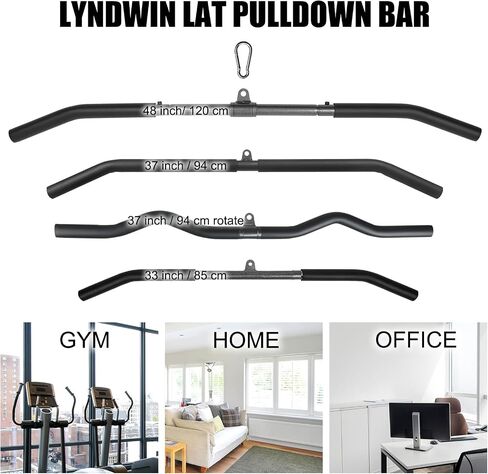 Detachable LAT Pull Down Bar with Full Wrapped Rotating LAT Bar, Cable Machine Pull Down Bar Attachment, Triceps Biceps Pulldown bar for Home Gym in Saudi Arabia
