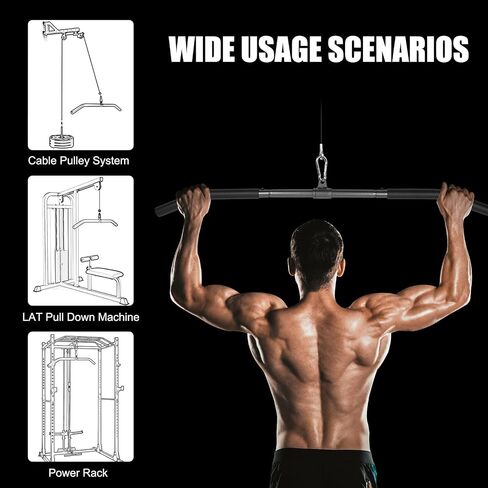 Detachable LAT Pull Down Bar with Full Wrapped Rotating LAT Bar, Cable Machine Pull Down Bar Attachment, Triceps Biceps Pulldown bar for Home Gym in Saudi Arabia