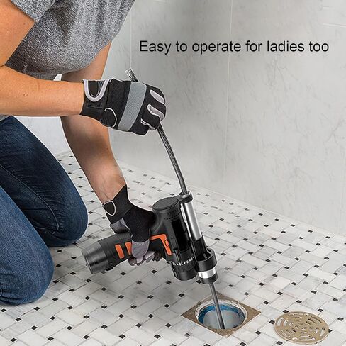 Electric Drain Auger Cordless Drain Cleaner Plumbing Snake Drain Clog Remover Tools for Toilet, Sewer, Bathroom, Sink and Shower Pipes in Saudi Arabia