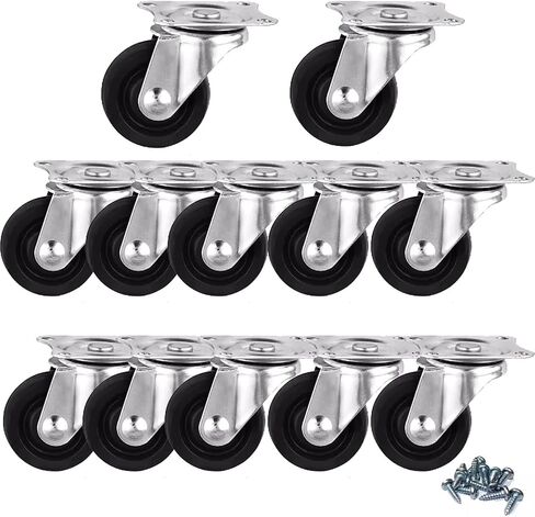 4 Pack 1" Swivel Caster Wheels Rubber Base with Top Plate & Bearing,Small Casters Trolley Wheels (4) in Saudi Arabia