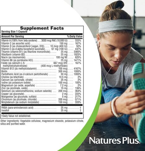 Natures Plus Ultra One خالية من الحديد - 60 كبسولة سهلة البلع - فعالية عالية مرة واحدة يوميًا - مكملات الفيتامينات والمعادن - الطاقة الطبيعية - نباتية، خالية من الغلوتين - 60 حصة in Kuwait