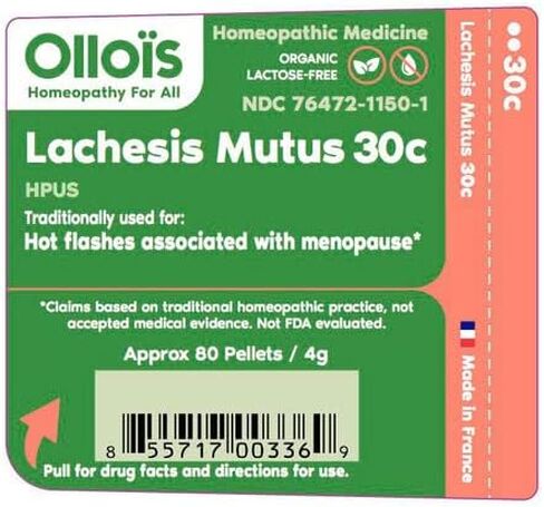 OLLOIS Lachesis Mutus 30c, Organic, Lactose Free, Vegan, Homeopathic Medicine, 80 Pellets (Pack of 5) in Saudi Arabia