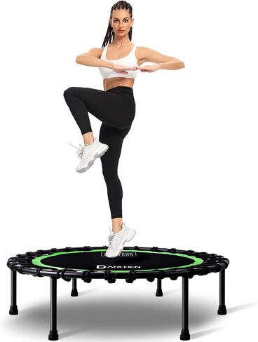 DARCHEN 400LBS Rebounder Trampoline for Adults, Indoor Mini Trampoline Silent Fitness Trampoline Small Bungee Rebounder Jumping Cardio Trainer Workout Exercise Workout with Handrail Bar [40 Inch] in Saudi Arabia