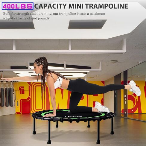 DARCHEN 400LBS Rebounder Trampoline for Adults, Indoor Mini Trampoline Silent Fitness Trampoline Small Bungee Rebounder Jumping Cardio Trainer Workout Exercise Workout with Handrail Bar [40 Inch] in Saudi Arabia