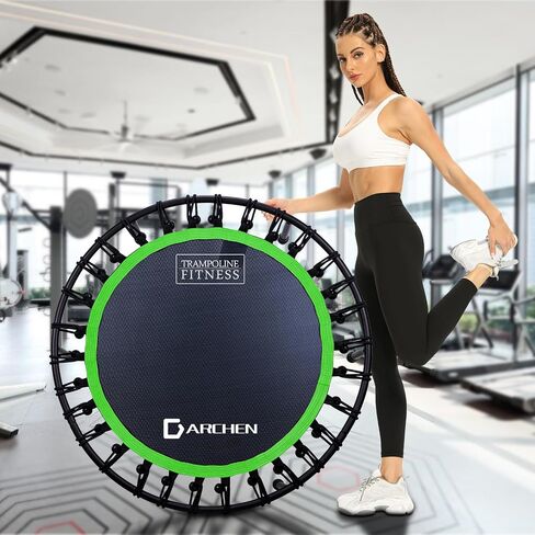 DARCHEN 400LBS Rebounder Trampoline for Adults, Indoor Mini Trampoline Silent Fitness Trampoline Small Bungee Rebounder Jumping Cardio Trainer Workout Exercise Workout with Handrail Bar [40 Inch] in Saudi Arabia