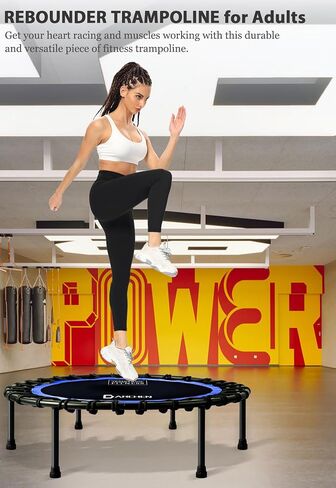DARCHEN 400LBS Rebounder Trampoline for Adults, Indoor Mini Trampoline Silent Fitness Trampoline Small Bungee Rebounder Jumping Cardio Trainer Workout Exercise Workout with Handrail Bar [40 Inch] in Saudi Arabia